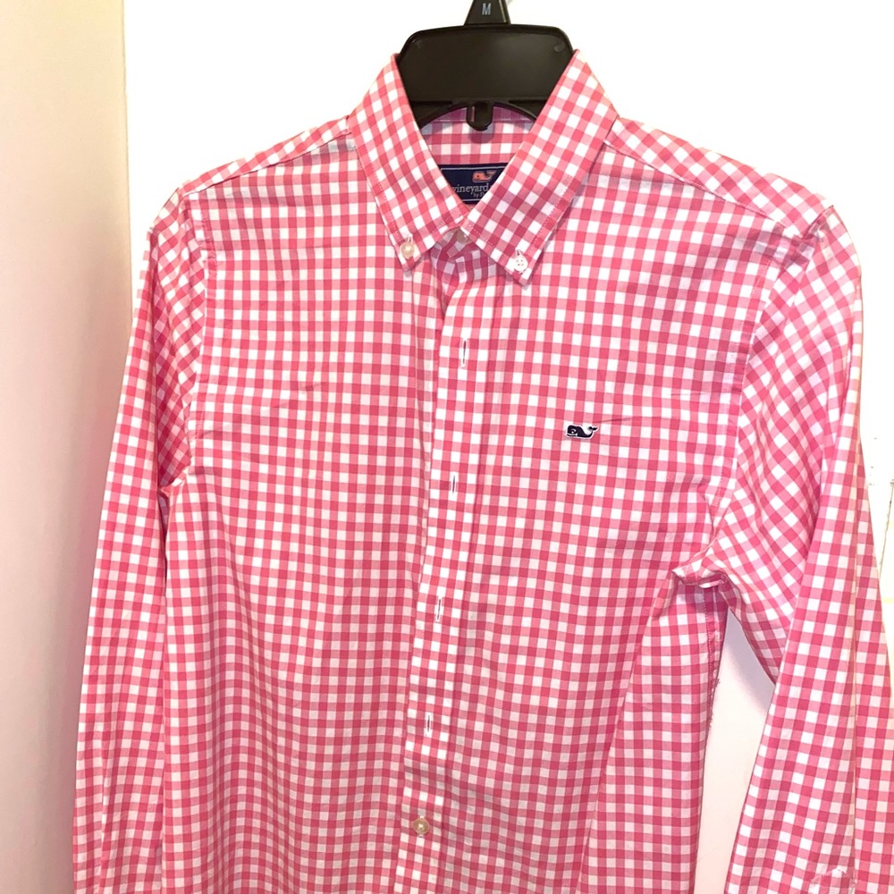Vineyard Vines Boys Corozo Gingham Whale Shirt